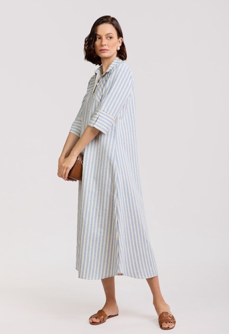 CHEMISE LISTRADA ALGODAO ZOE