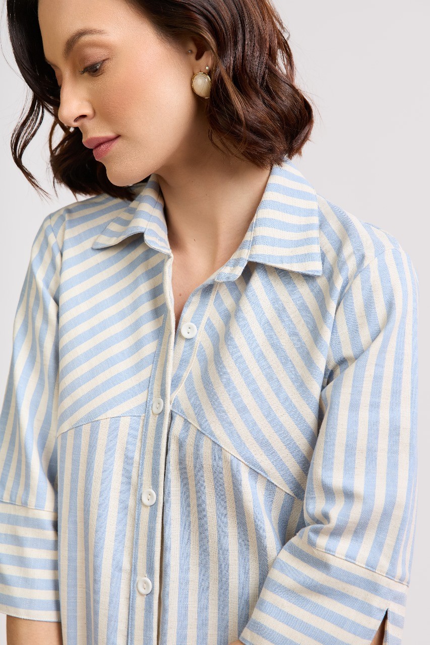 CHEMISE LISTRADA ALGODAO ZOE