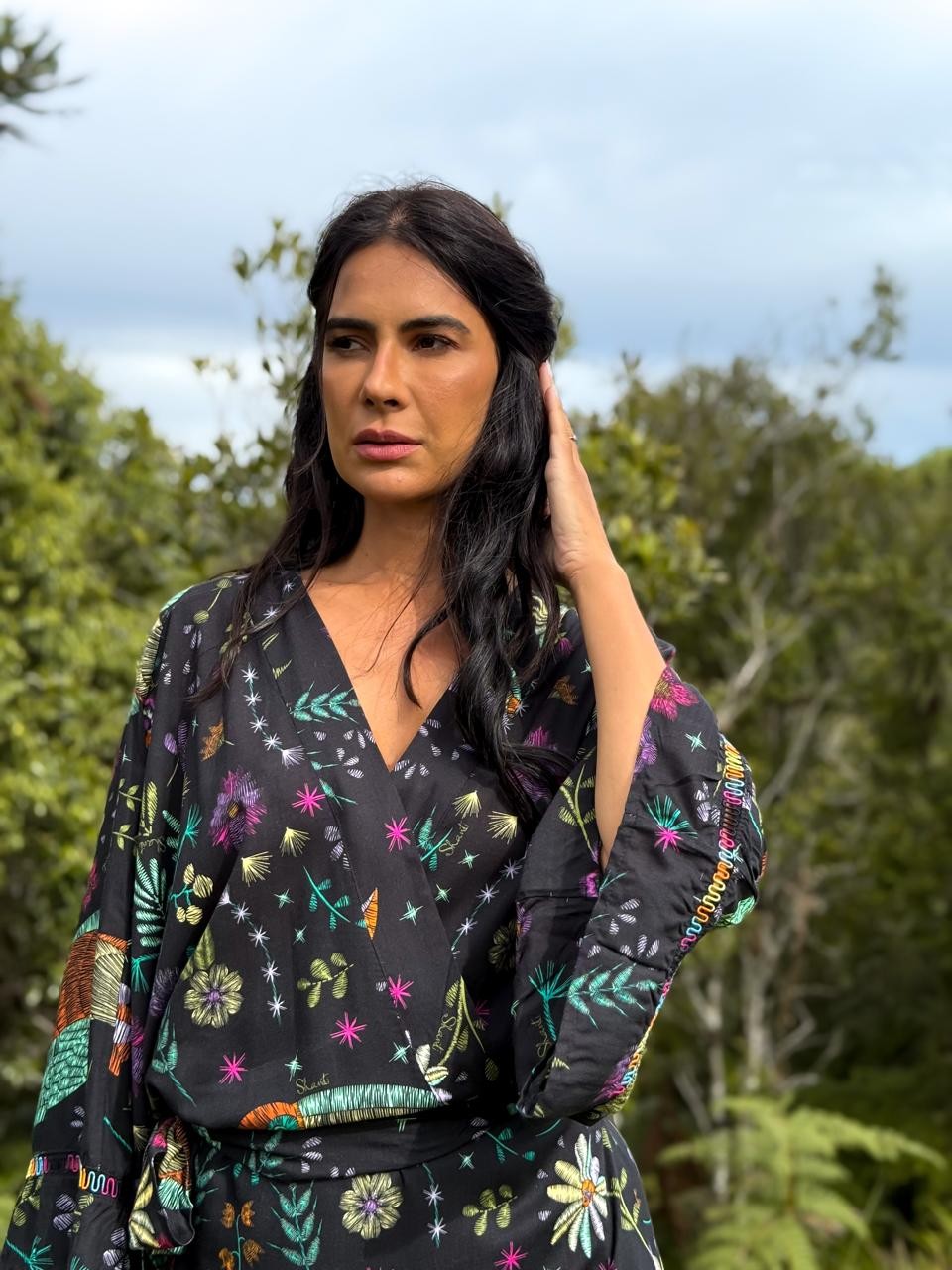 VESTIDO KIMONO VISCOSE FLORAL DE VERÃO