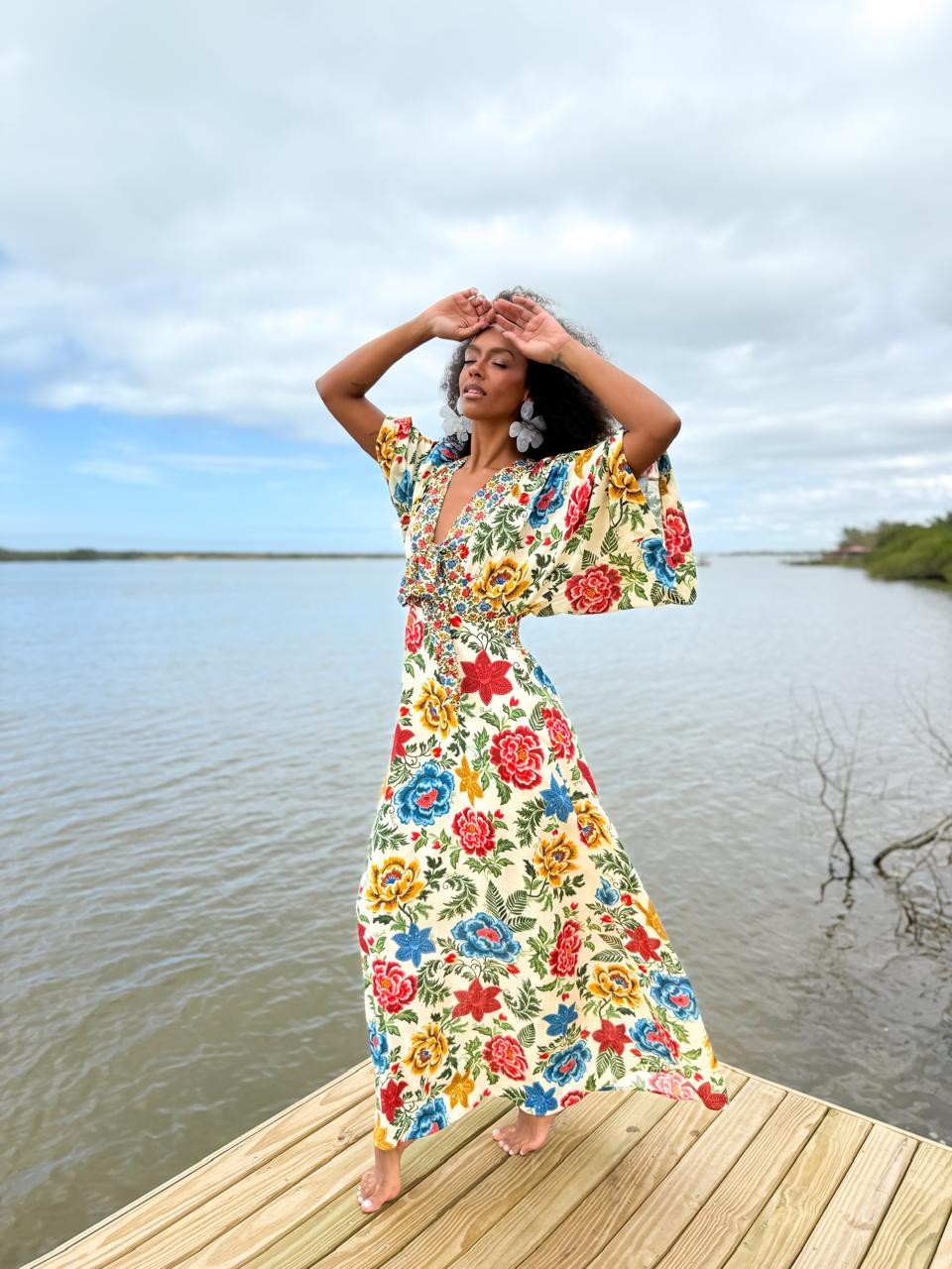 VESTIDO LONGO VISCOSE TAPETE DE CORES