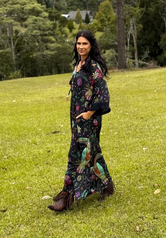 VESTIDO VISCOSE FLORAL DE VERAO
