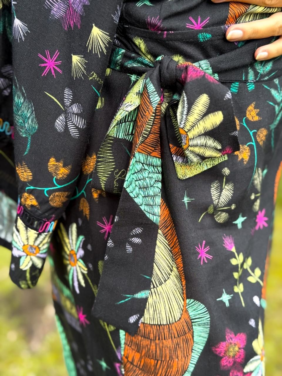 VESTIDO KIMONO VISCOSE FLORAL DE VERÃO