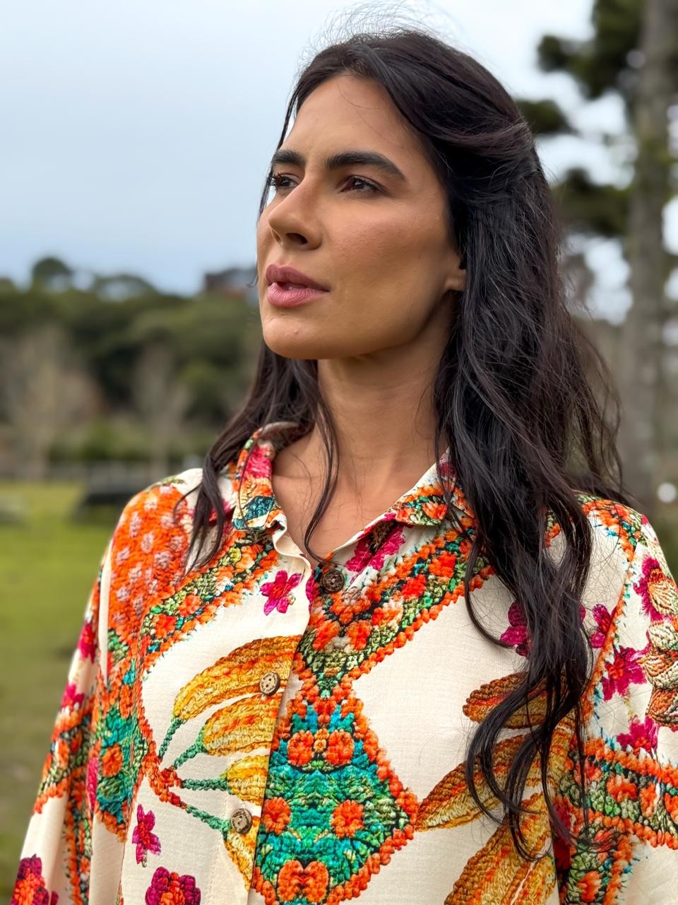 CHEMISE VISCOSE FLORA ILUMINADA  CHEMISE VISCOSE FLORA ILUMINADA