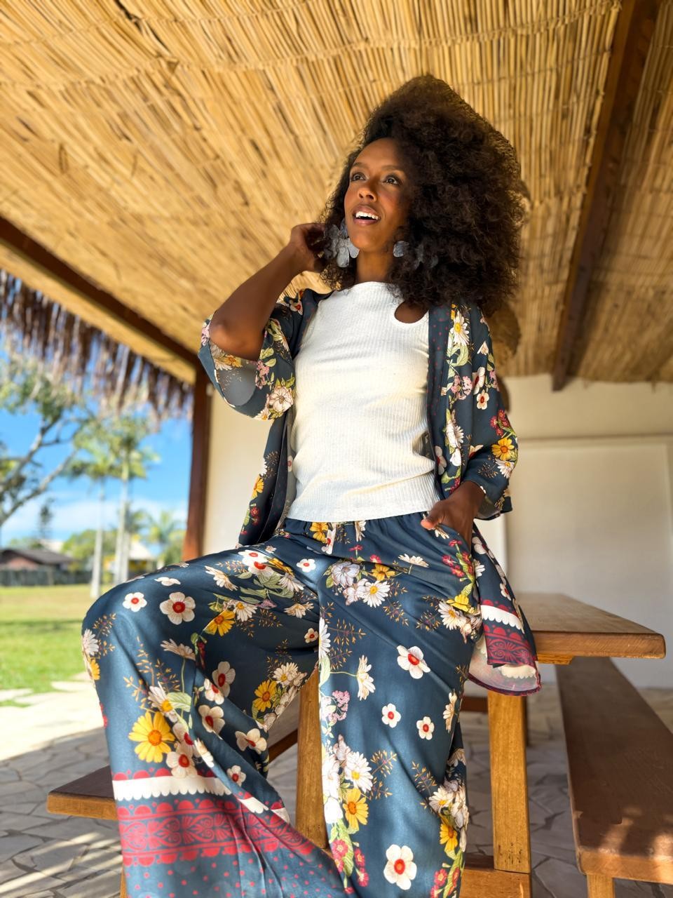 CALÇA RETA VISCOSE NOITE FLORIDA