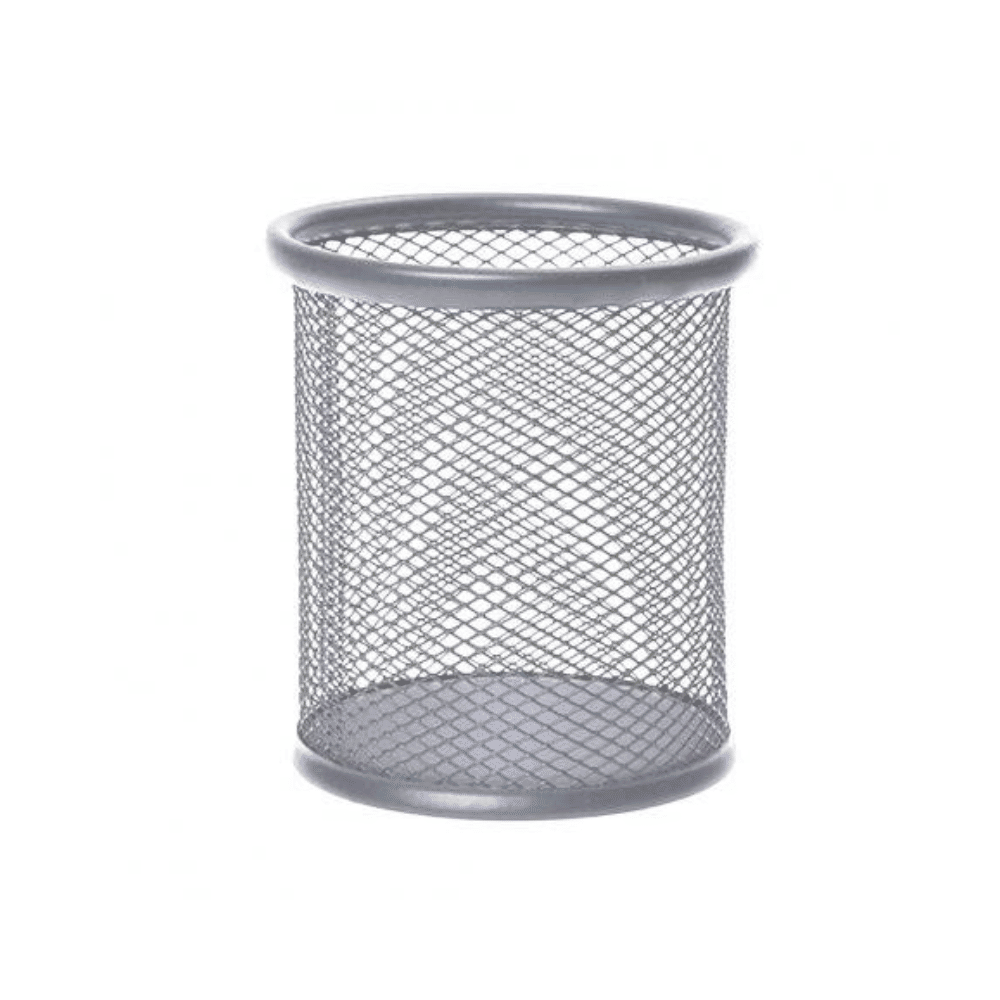 Porta Lápis 9cm Aramado Redondo Prata