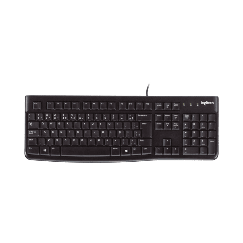 Teclado Logitech K120 com Fio USB ABNT2 Resistente à Respingos Digitação Silenciosa e Confortável 920-004423