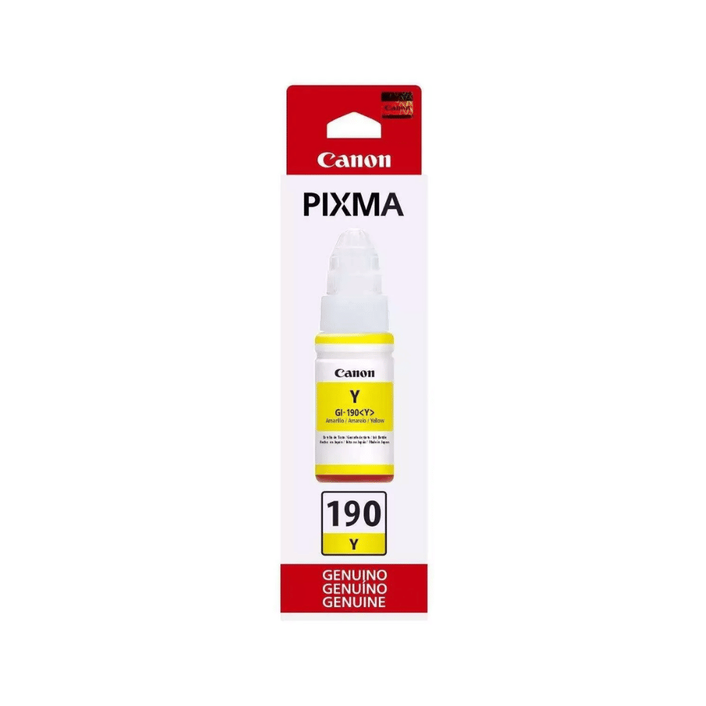 Tinta Canon GI-190Y GI-190 GI190 Amarela Original para Pixma Maxx G1100 G2100 G3100 G3102 G4100 G3111 Refil de 70ml