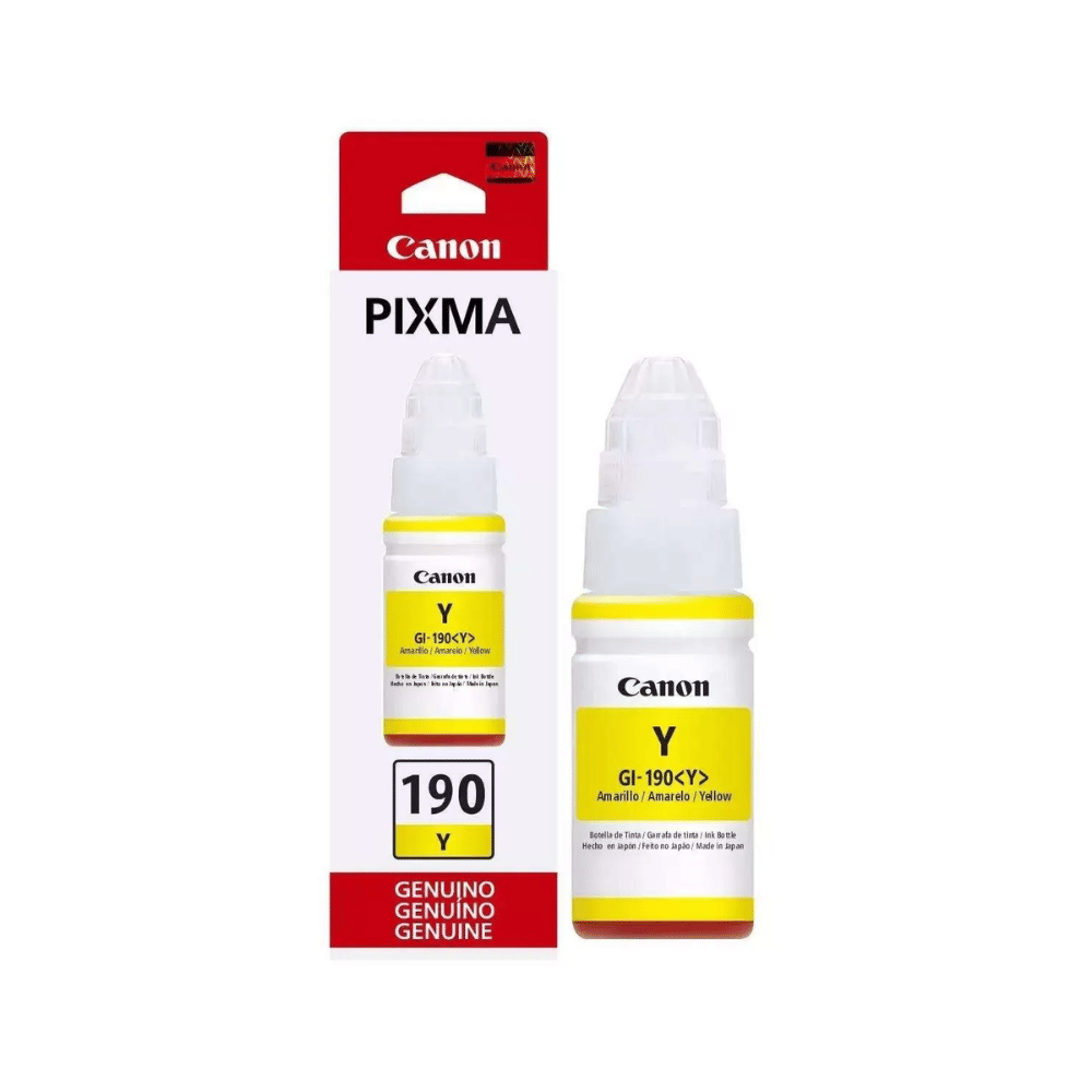 Tinta Canon GI-190Y GI-190 GI190 Amarela Original para Pixma Maxx G1100 G2100 G3100 G3102 G4100 G3111 Refil de 70ml