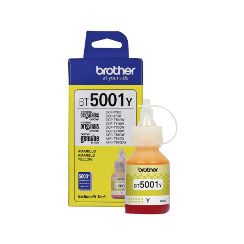 Tinta Brother BT-5001Y BT5001Y Original Amarelo para InkTank DCP-T300 DCP-T500W DCP-T820DW MFC-T4500DW Refil 48,8ml