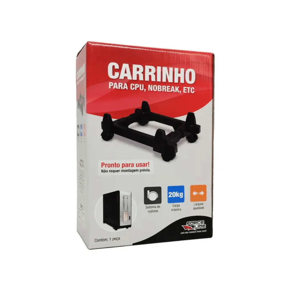 Suporte para CPU com Rodinhas e Regulagem de Largura Carrinho para CPU Nobreak Forceline Preto