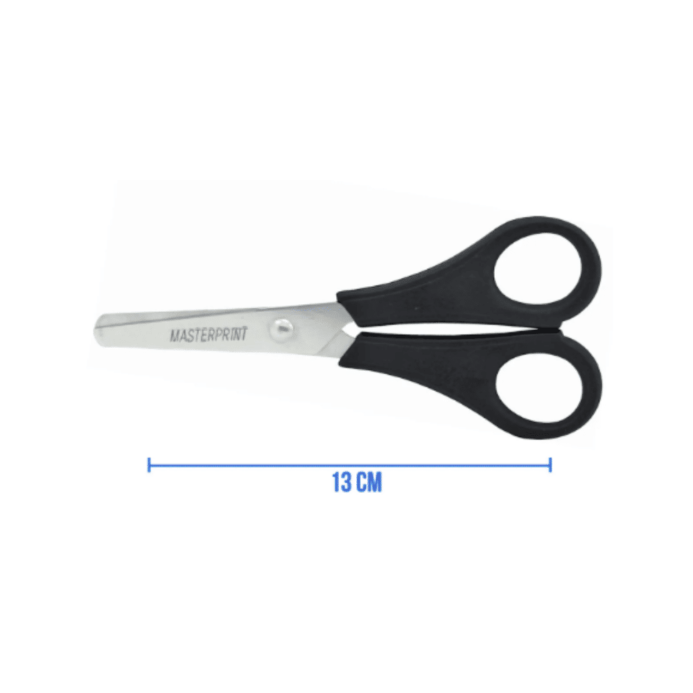 Tesoura Escolar Multiuso 13cm Lâmina de Aço Inox e Corpo Plástico Masterprint MP502
