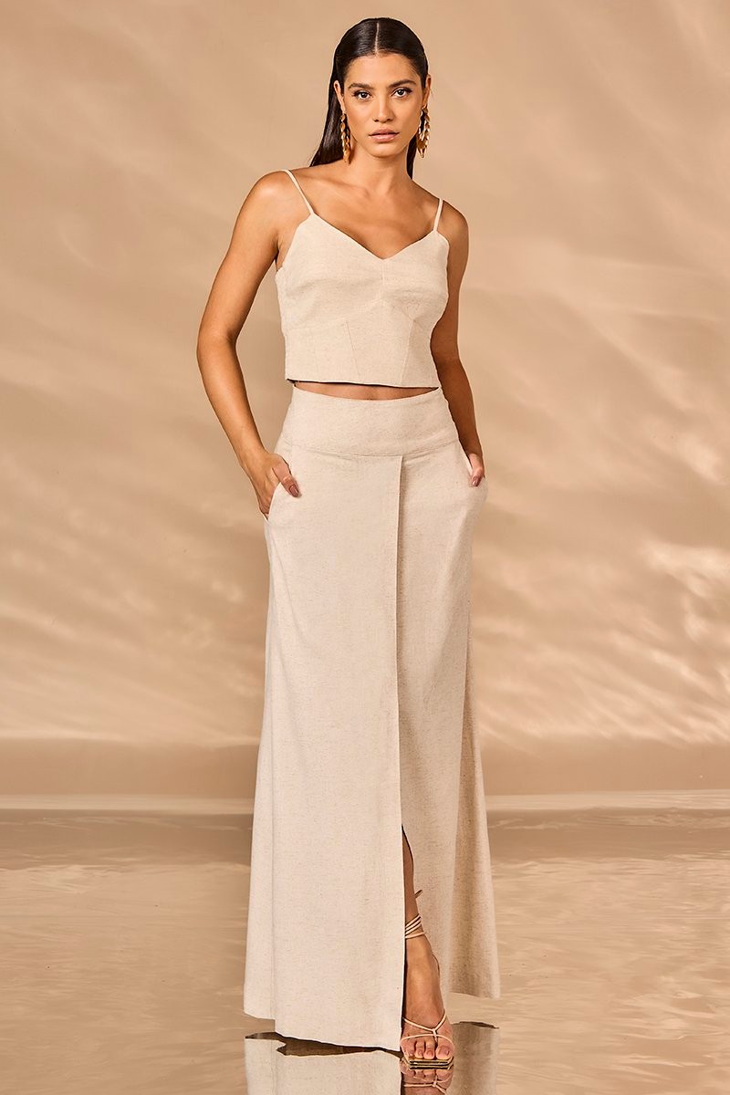 Conjunto Saia Saia Longa Com Bolso Faca SAIA LONGA LINHO COM BOLSO