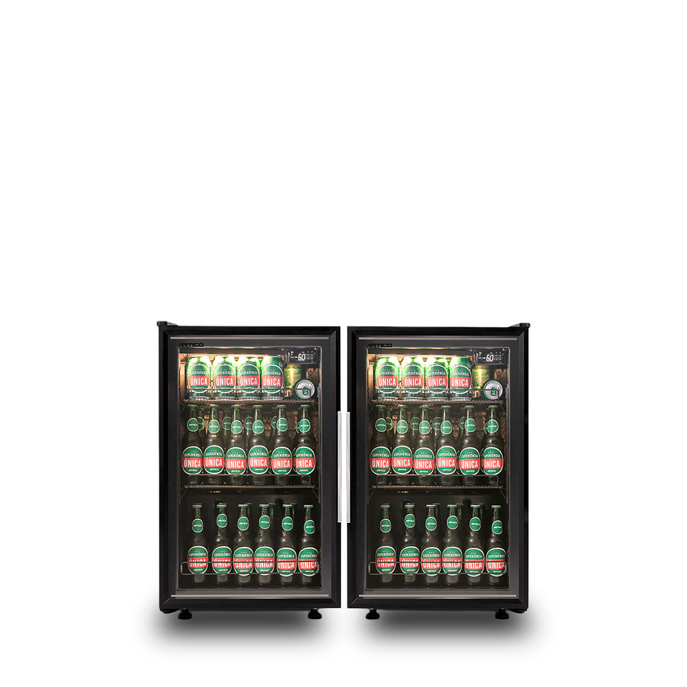 Combo CV100 Combo de cervejeiras visão frontal com ambas portas fechadas