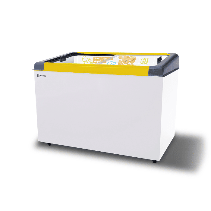 CONGELADOR EXPOSITOR 400 LITROS NEW SLIM 350 BIVOLT AMARELO CONGELADOR EXPOSITOR 400 LITROS NEW SLIM 350 BIVOLT AMARELO