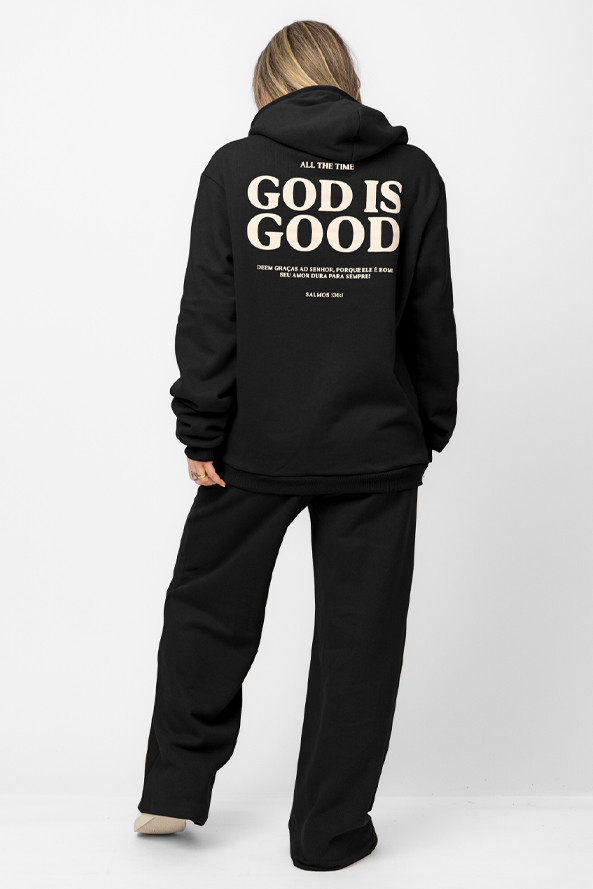 CASACO MOLETOM OVERSIZED ALL THE TIME PRETO