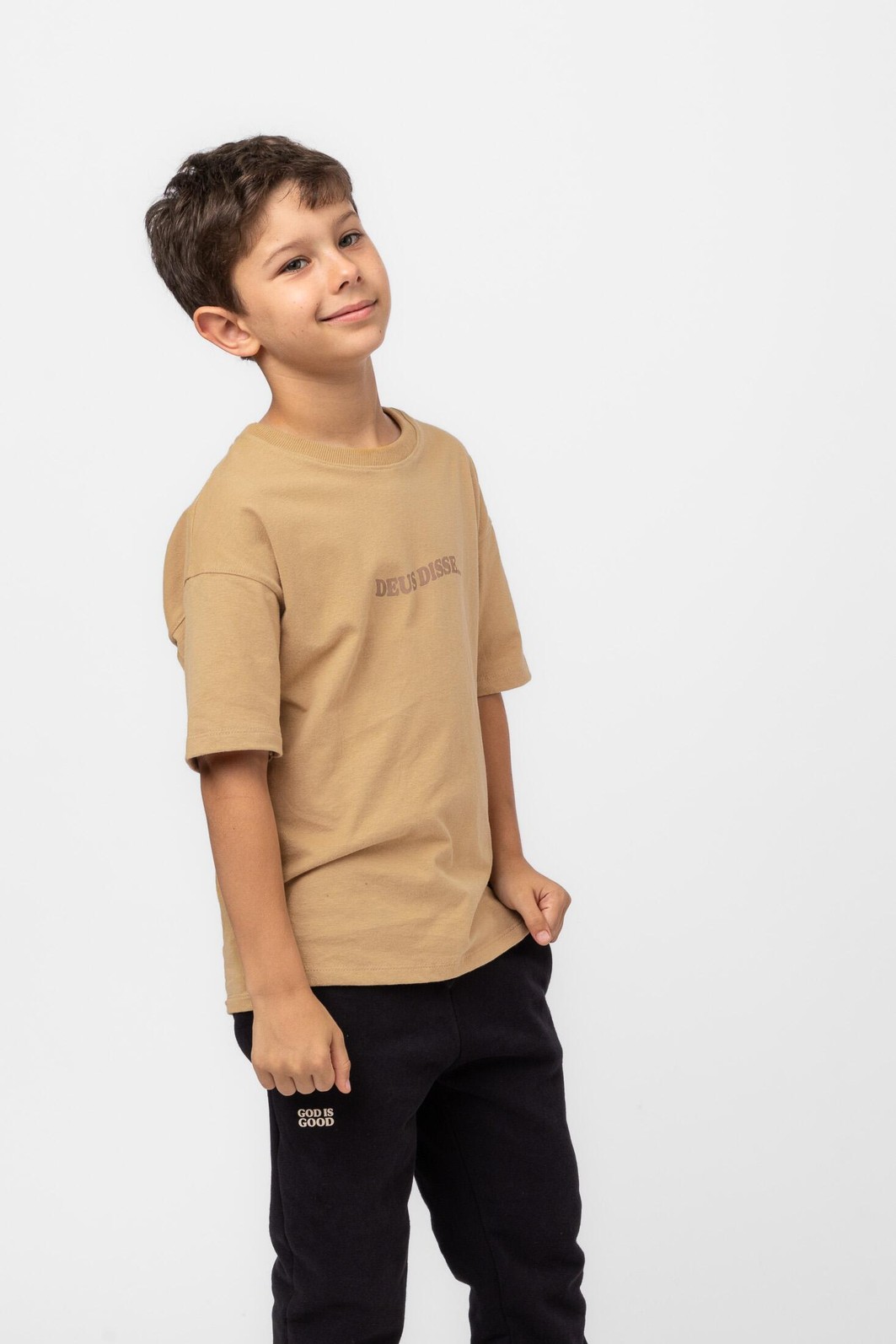 CAMISETA INFANTIL DEUS DISSE BEGE CAMISETA INFANTIL DEUS DISSE BEGE