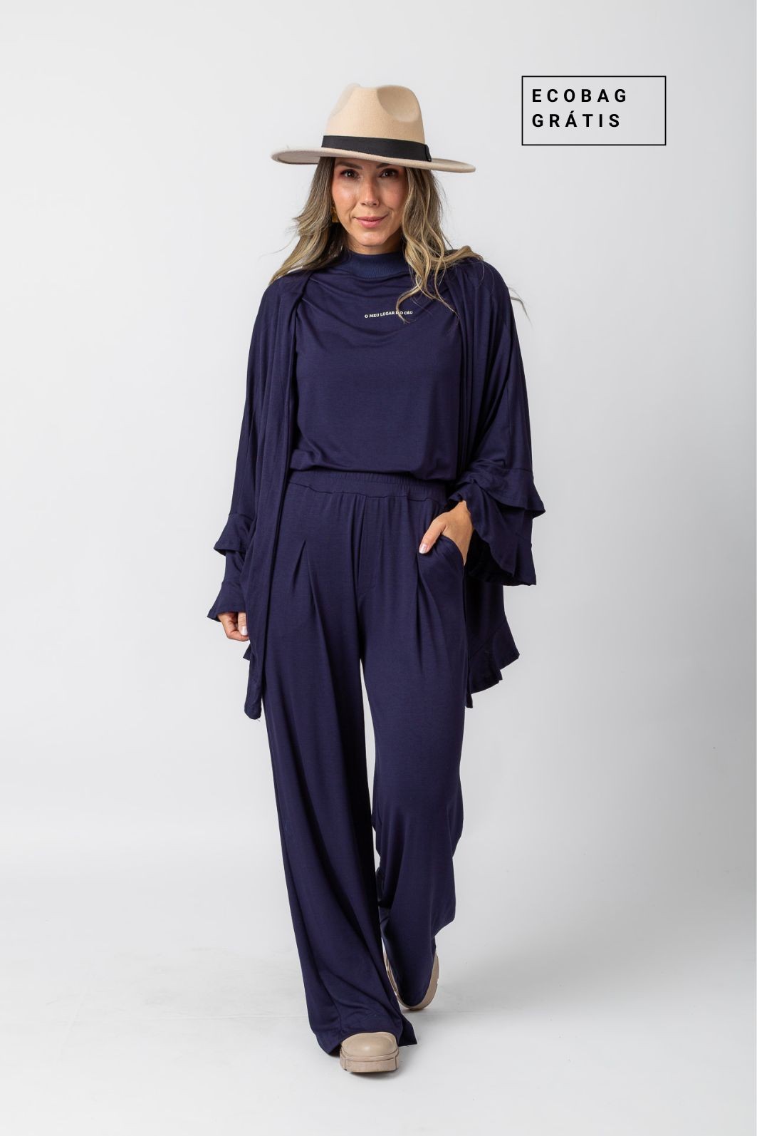 TRIO ESSENCIAL MARINHO - KIMONO + CALÇA + BLUSA ECLESIASTE TRIO ESSENCIAL MARINHO - KIMONO + CALÇA + BLUSA ECLESIASTE