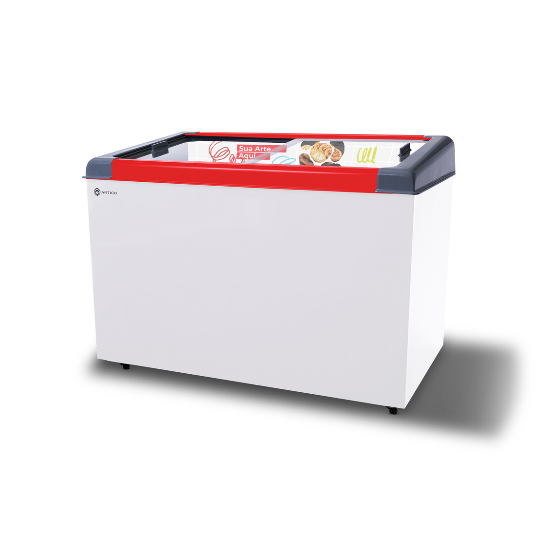 CONGELADOR FREEZER EXPOSITOR VITRINE NEW SLIM 350 BIVOLT VCC VERMELHO CAP EQUIV 400 LT
