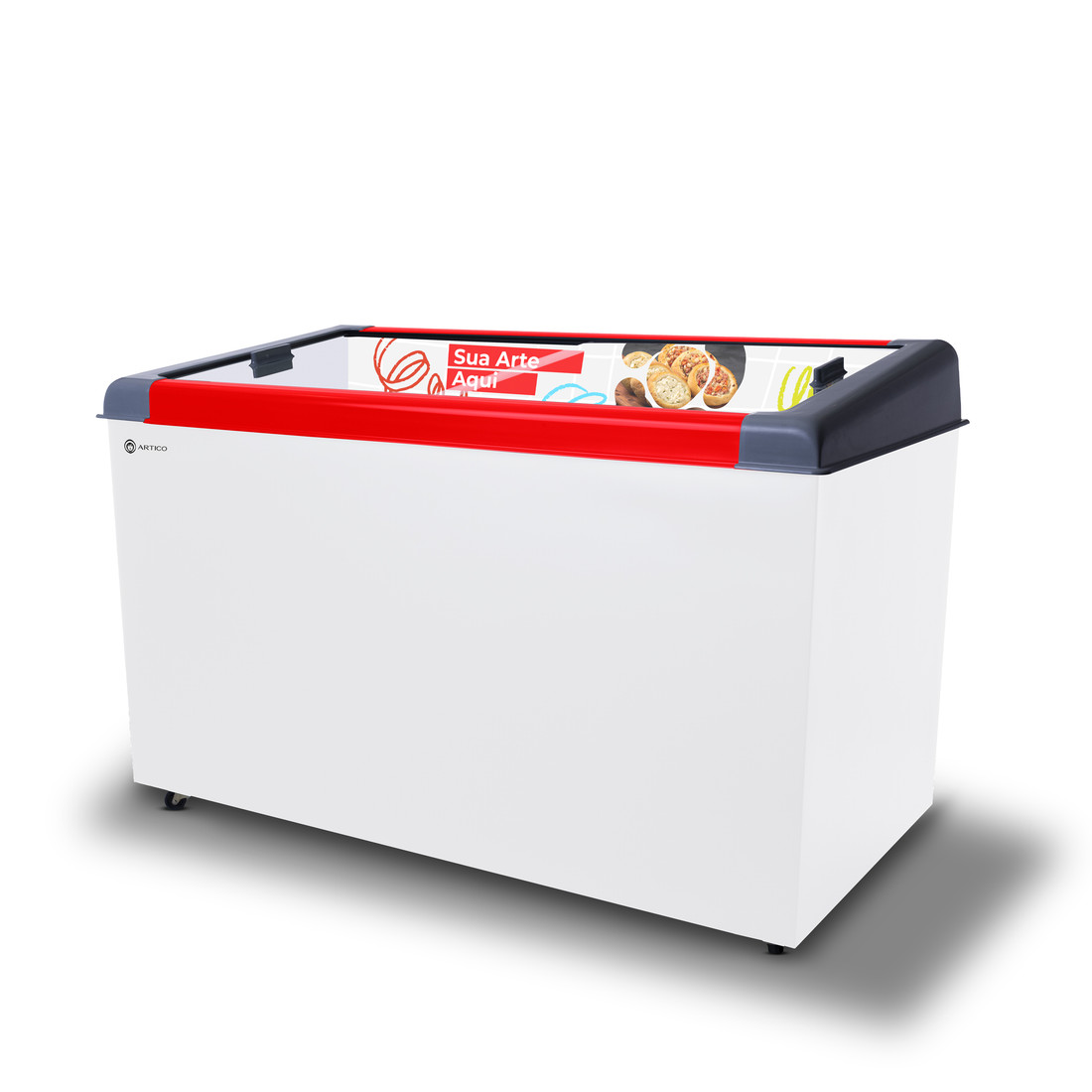 CONGELADOR FREEZER EXPOSITOR VITRINE NEW SLIM 450 BIVOLT VCC VERMELHO CAP EQUIV 460 LT