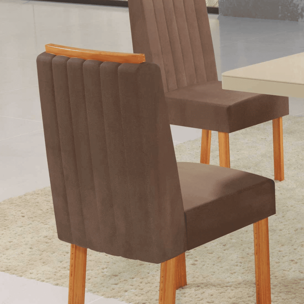 Mesa de Jantar Sentra 90x90 Tampo com Vidro, 04 cadeiras Nature/T3010 - Bom Pastor  Mesa de Jantar Sentra 90x90 Tampo com Vidro, 04 cadeiras Nature/T3010 - Bom Pastor