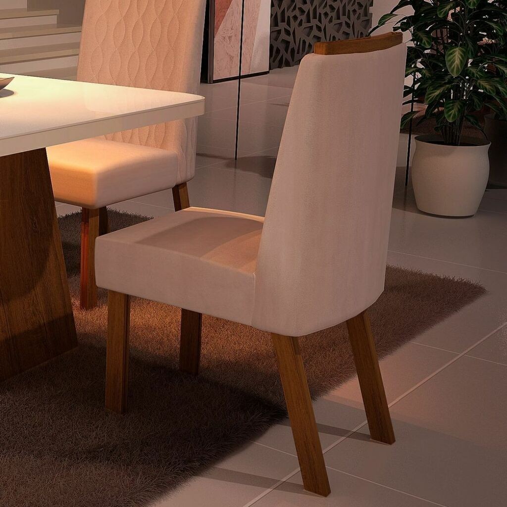 Conjunto Mesa Malta 100x100 com 04 cadeiras, Amendoa com Off White - Bom Pastor Conjunto Mesa Malta 100x100 com 04 cadeiras, Amendoa com Off White - Bom Pastor