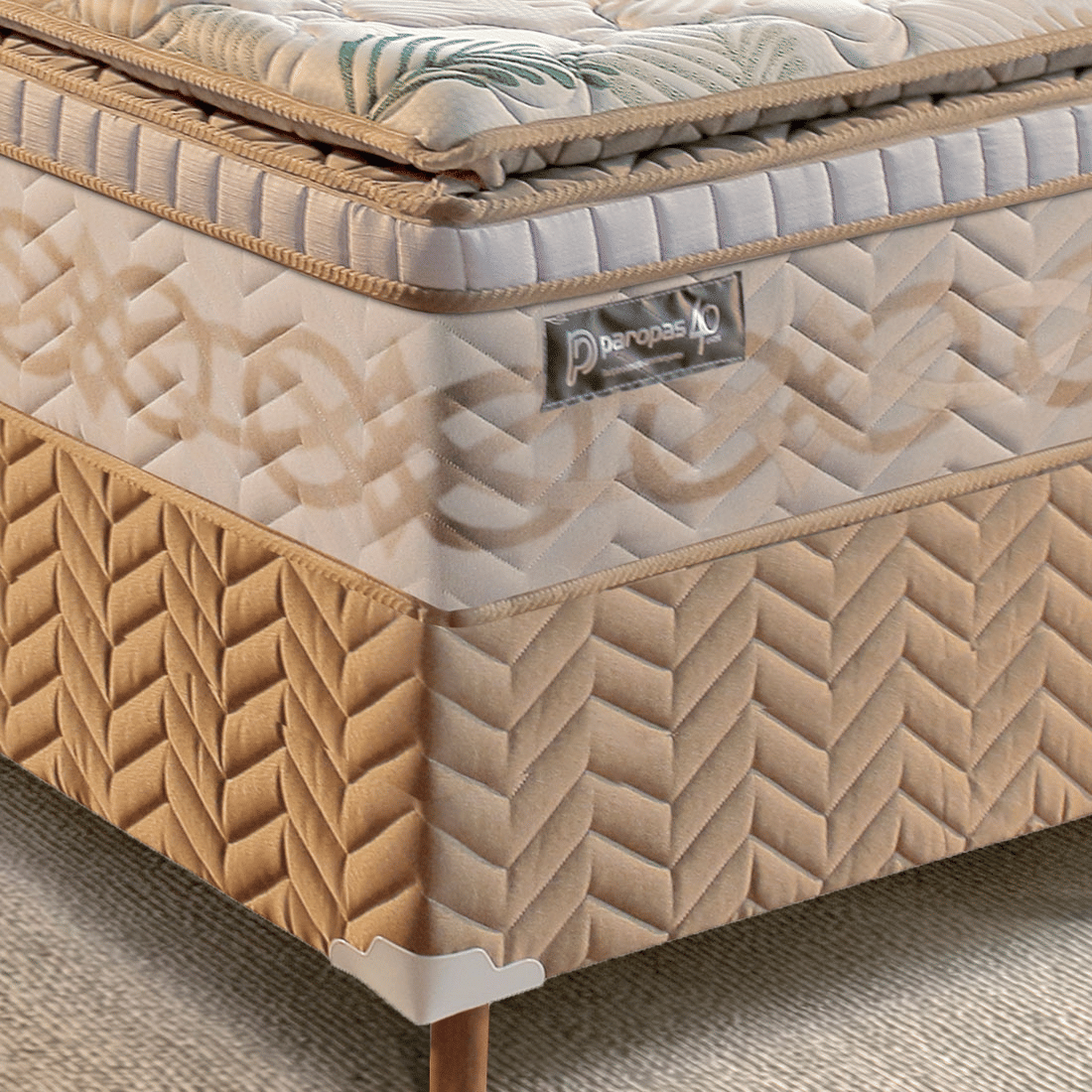 Conjunto Cama Box Queen Size Recordare Bambo Casal 158cm com Molas Ensacadas - Paropas Conjunto Cama Box Queen Size Recordare Bambo Casal 158cm com Molas Ensacadas - Paropas