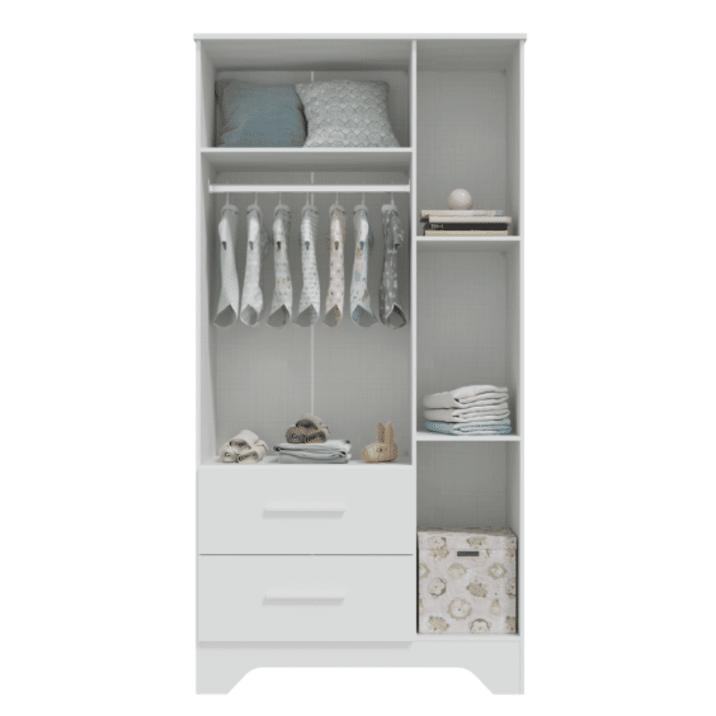 Guarda-Roupa Infantil 3 Portas em MDF Moveis Peroba Popy Branco Brilho