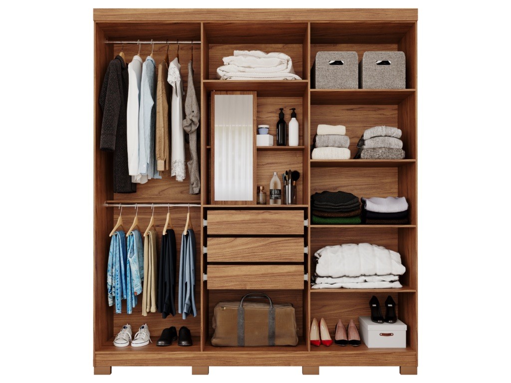 Guarda-roupa Clara Flex 6 Portas 3 Gavetas 199,6cm Panan - Cinamomo/Off White