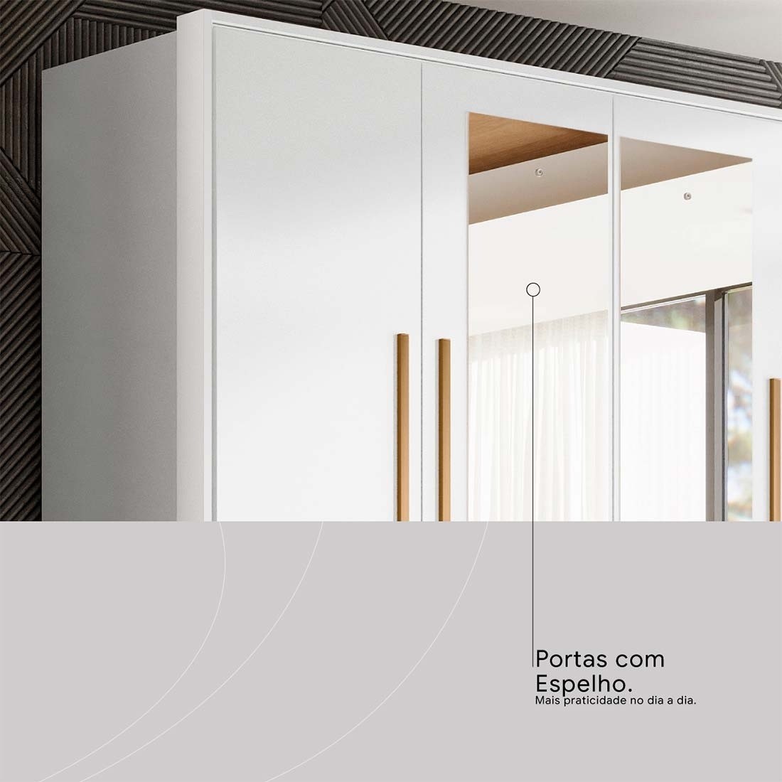 Guarda-roupa Casal Domo 4 Portas com Espelho 157cm Demóbile - Branco