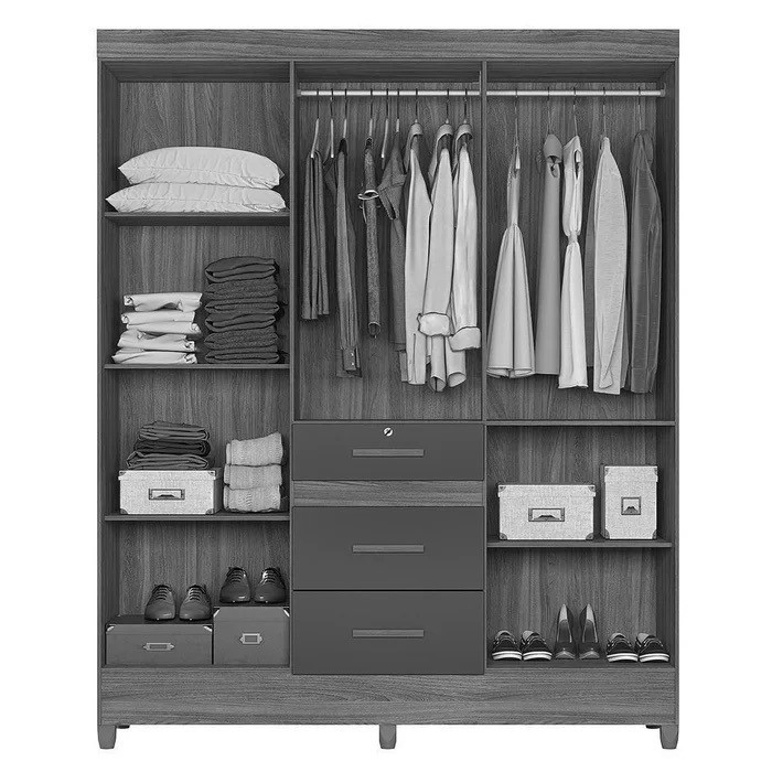 Guarda-Roupa Casal 6 Portas Itatiba Freijó/Off White Moval Guarda-Roupa Casal 6 Portas Itatiba Freijó/Off White Moval