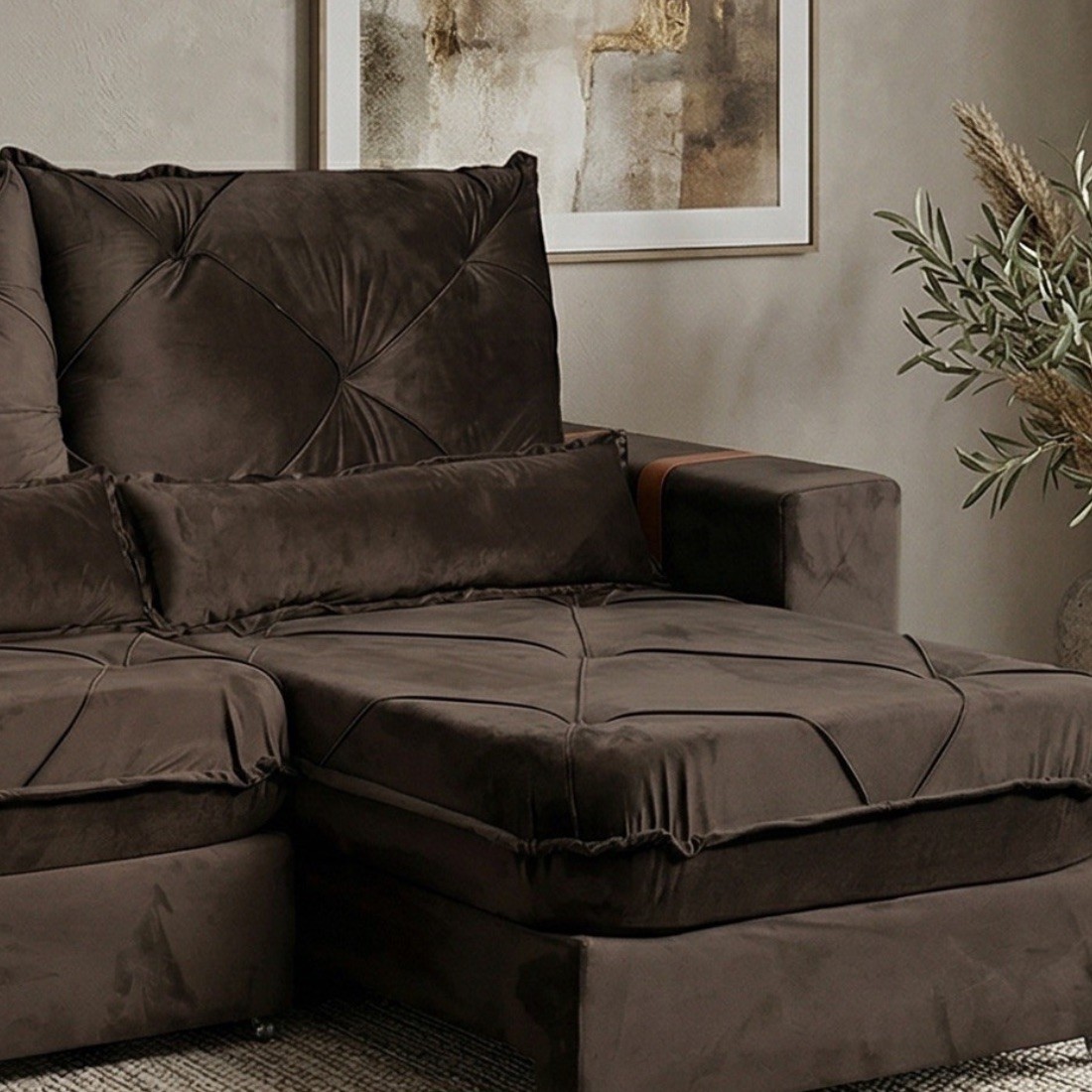 Sofá Retrátil Reclinável Imperador 2,00m Pillow Top de 20cm Inca 17  - Marrom