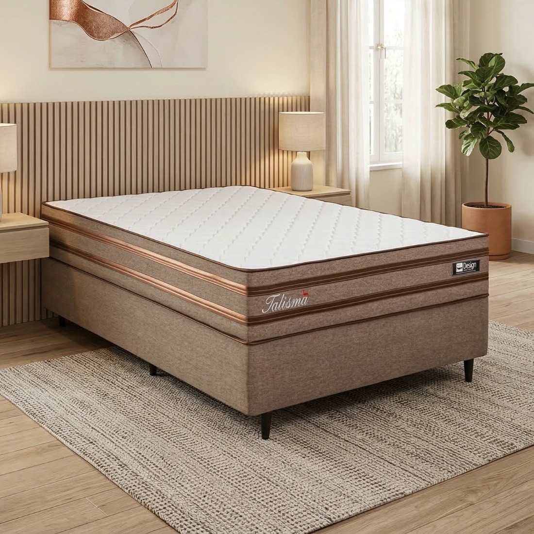 Conjunto Base Box com Colchão Casal Molas Ensacadas Design Talismã 138X188X60 Marrom Conjunto Base Box com Colchão Casal Molas Ensacadas Design Talismã 138X188X60 Marrom