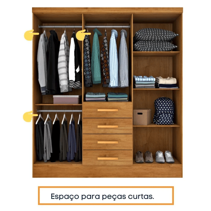 Guarda-Roupa Casal 6 Portas Tcil Móveis Arizona Cinamomo Guarda-Roupa Casal 6 Portas Tcil Móveis Arizona Cinamomo