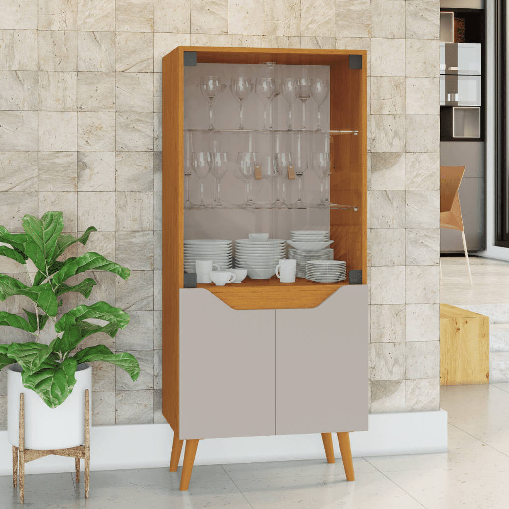 Cristaleira Plena 4 Portas Cinamomo/Off White - Jcm Móveis 