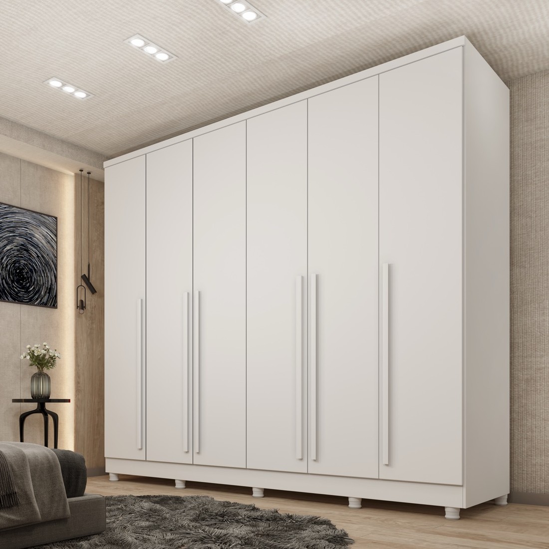 Guarda-Roupa Casal 6 Portas 8 Gavetas Tcil Móveis Sevila Branco Guarda-Roupa Casal 6 Portas 8 Gavetas Tcil Móveis Sevila Branco