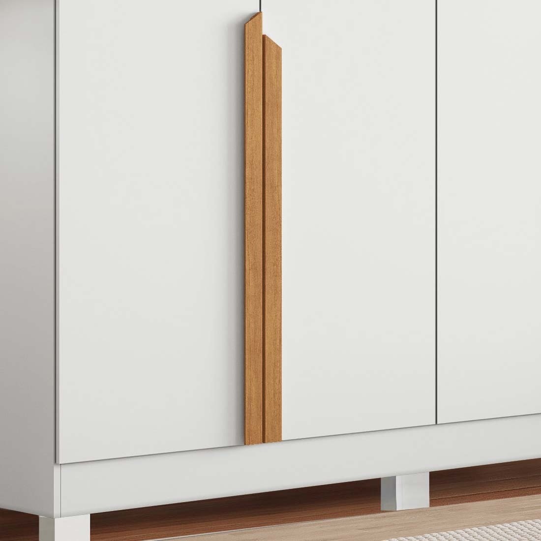 Guarda-roupa Casal 100% MDF Bianca 6 Portas 230cm Bianchi - Branco/Nature Guarda-roupa Casal 100% MDF Bianca 6 Portas 230cm Bianchi - Branco/Nature