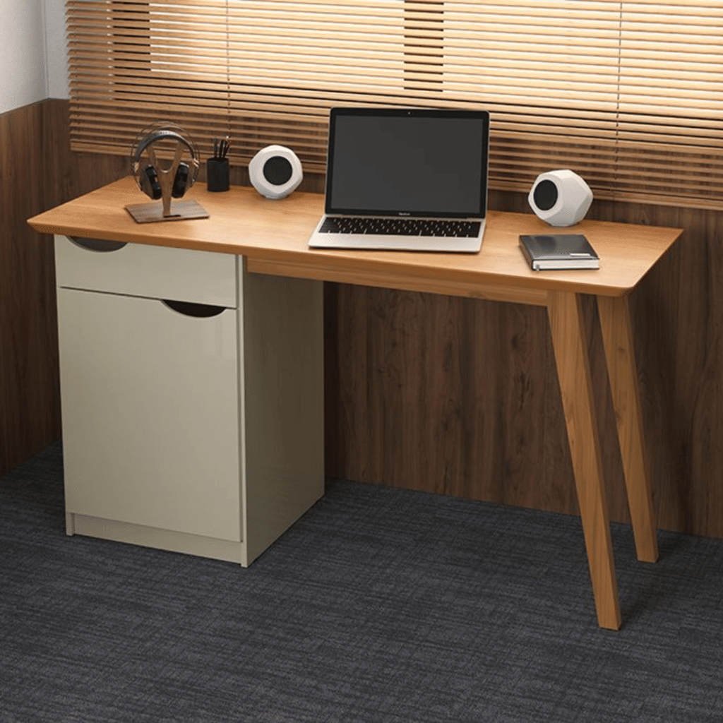 Escrivaninha 1 Gaveta 1 Porta Patrimar Prism Off White/Cinamomo Escrivaninha 1 Gaveta 1 Porta Patrimar Prism Off White/Cinamomo