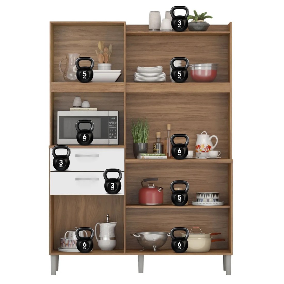 Kit Cozinha Compacta Harmonia 6 Portas 2 Gavetas Amêndola Branco – Demóbile Kit Cozinha Compacta Harmonia 6 Portas 2 Gavetas Amêndola Branco – Demóbile