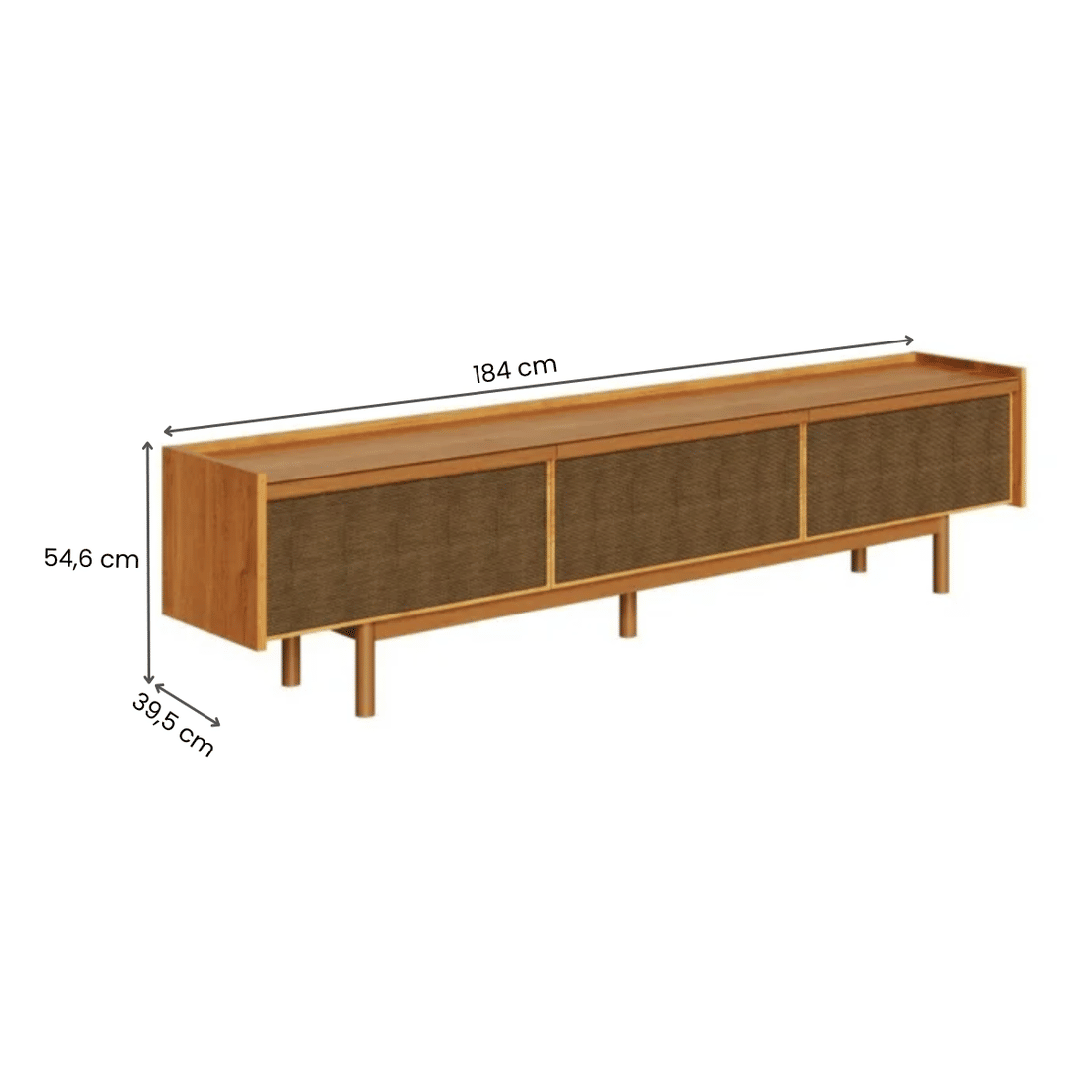 Rack Dune 3G 1.8 para Sala em Madeira Maciça e MDF, Cor Nature, 3 Gavetas - Imcal Rack Dune 3G 1.8 para Sala em Madeira Maciça e MDF, Cor Nature, 3 Gavetas - Imcal