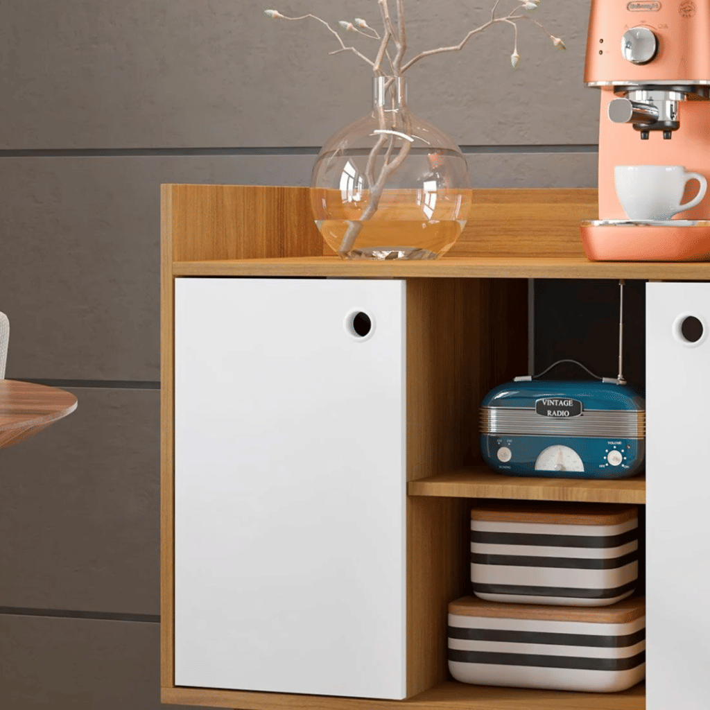 Aparador Cairo com 2 Portas Freijó/Branco - Fiorello Aparador Cairo com 2 Portas Freijó/Branco - Fiorello