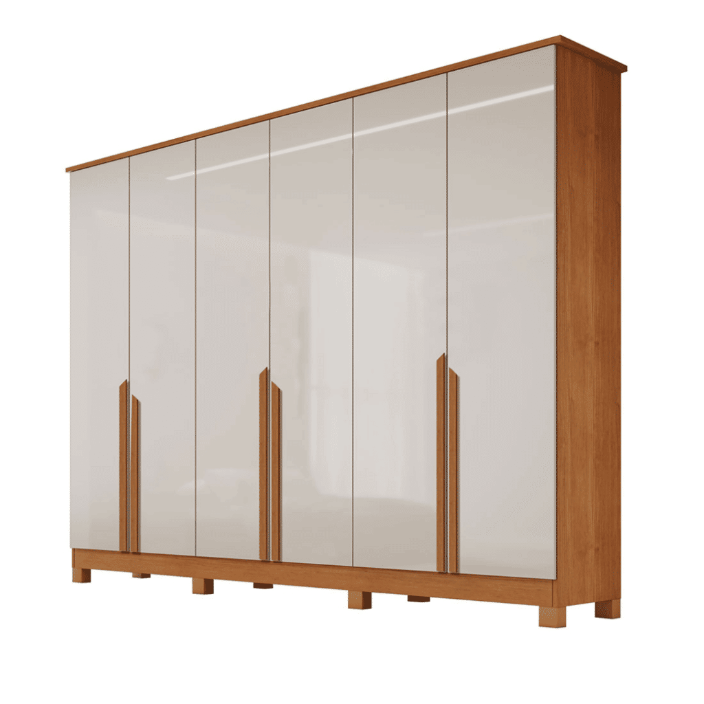 Guarda-Roupa Casal 100% MDF 6 Portas Bianchi, Bianca, Naturall/Off White Guarda-Roupa Casal 100% MDF 6 Portas Bianchi, Bianca, Naturall/Off White