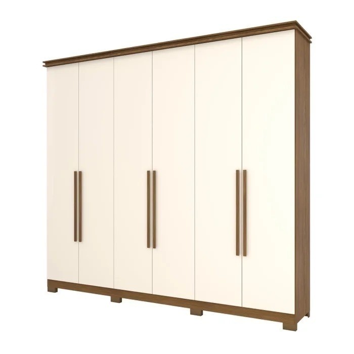 Guarda-roupa Casal Belori 6 Portas Nature/Off - Henn Guarda-roupa Casal Belori 6 Portas Nature/Off - Henn
