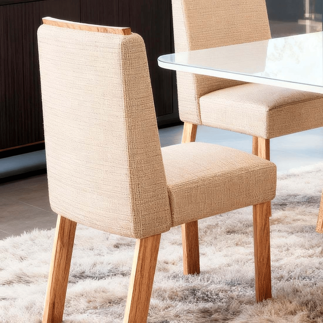 Conjunto Mesa Jantar 100% MDF Melina 180x90 com 6 cadeiras Melina Nature/Off White/Linho3025 - Bom Pastor Conjunto Mesa Jantar 100% MDF Melina 180x90 com 6 cadeiras Melina Nature/Off White/Linho3025 - Bom Pastor