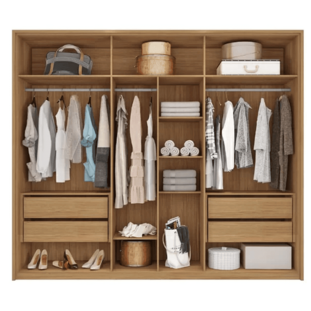 Guarda-Roupa Casal Com Espelho 6 Portas 4 Gavetas Apollo 2.7 Caemmun - Buriti/Fendi