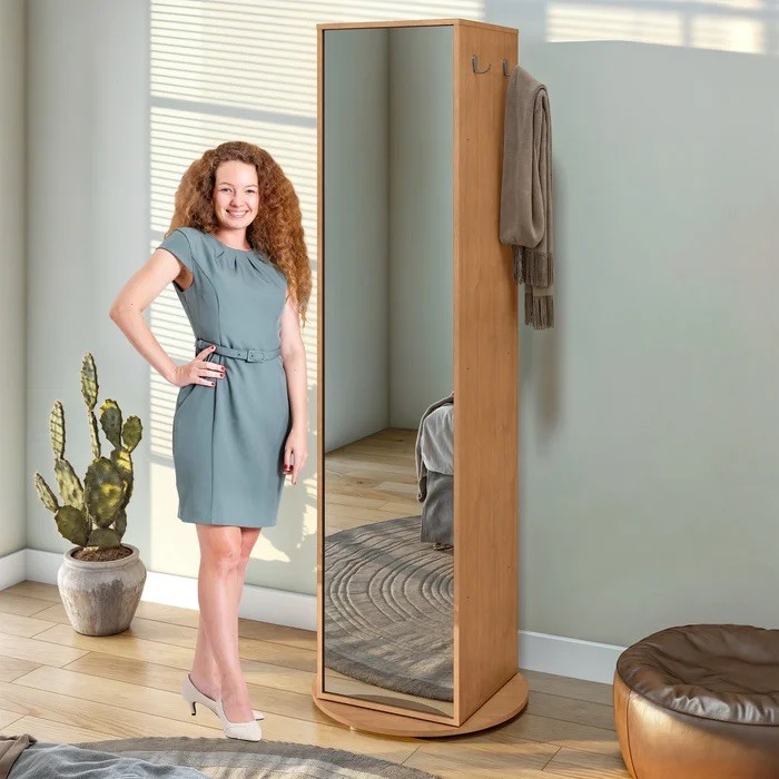 Multiuso Sapateira Esthela com Espelho e Base Giratória – Lopas – Cor Amendola Multiuso Sapateira Esthela com Espelho e Base Giratória – Lopas – Cor Amendola