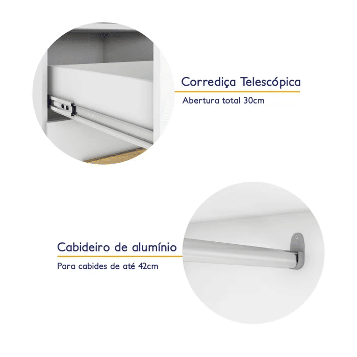 Guarda-Roupa Solteiro 2 Portas Rodial Smart Plus Branco Guarda-Roupa Solteiro 2 Portas Rodial Smart Plus Branco