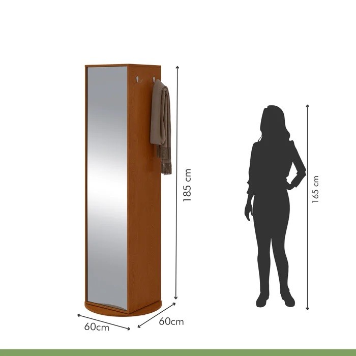 Multiuso Sapateira Esthela com Espelho e Base Giratória – Lopas – Cor Frassino Multiuso Sapateira Esthela com Espelho e Base Giratória – Lopas – Cor Frassino