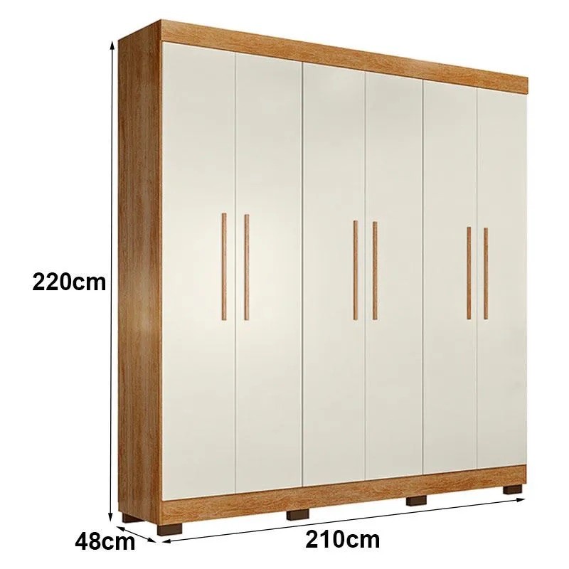 Guarda-roupa Flórida 6 Portas 4 Gavetas Tigus 210cm - Amadeirado/Off White