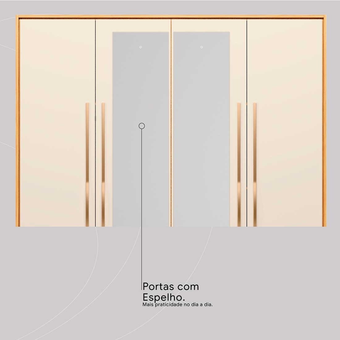 Guarda-roupa Casal Domo 4 Portas com Espelho 157cm Demóbile - Cinam/Of