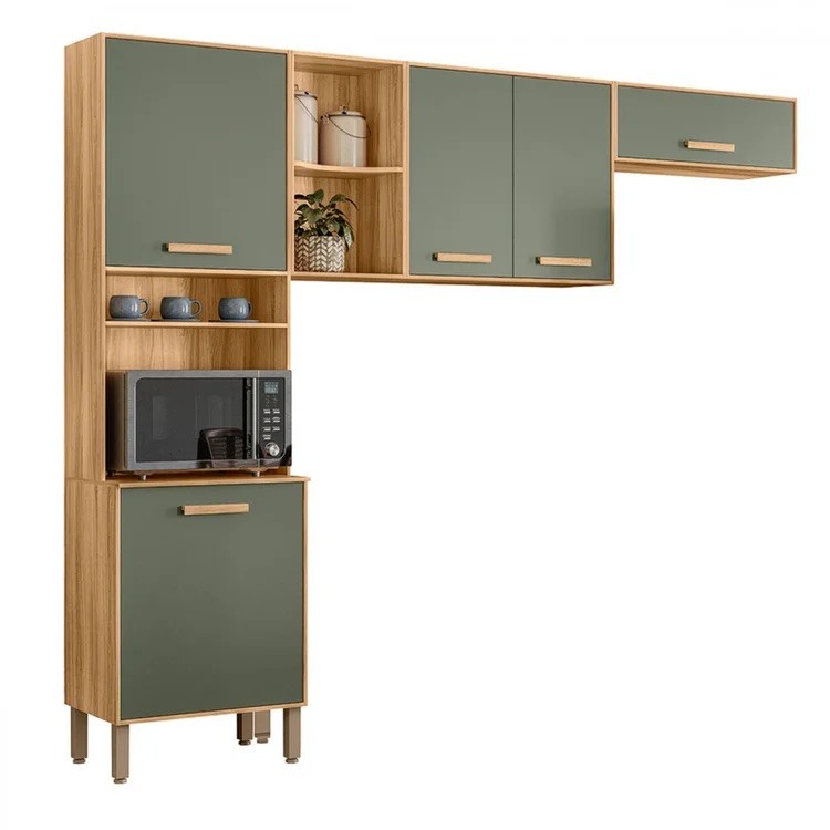 Cozinha Compacta Maria Flor MDP 5 Portas Freijó/Verde – Nicioli Cozinha Compacta Maria Flor MDP 5 Portas Freijó/Verde – Nicioli